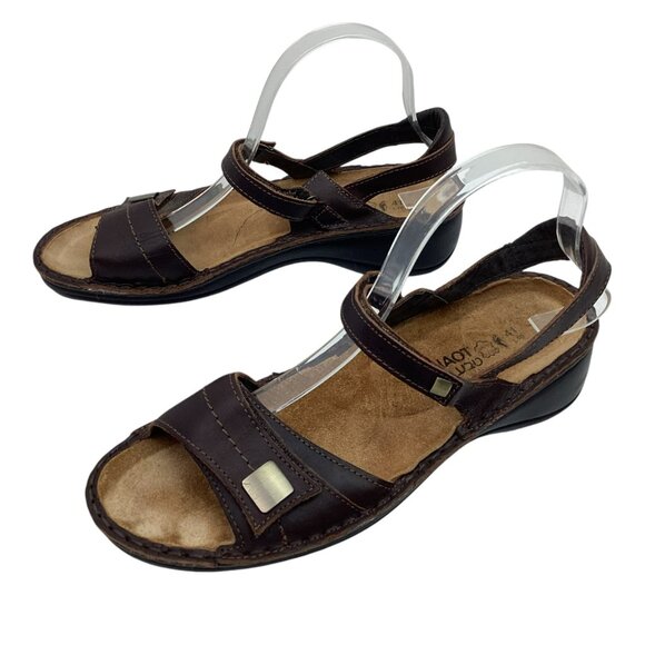 Naot Papaya Wedge Slingback Womens 10 Leather Sandals Brown - Picture 1 of 11